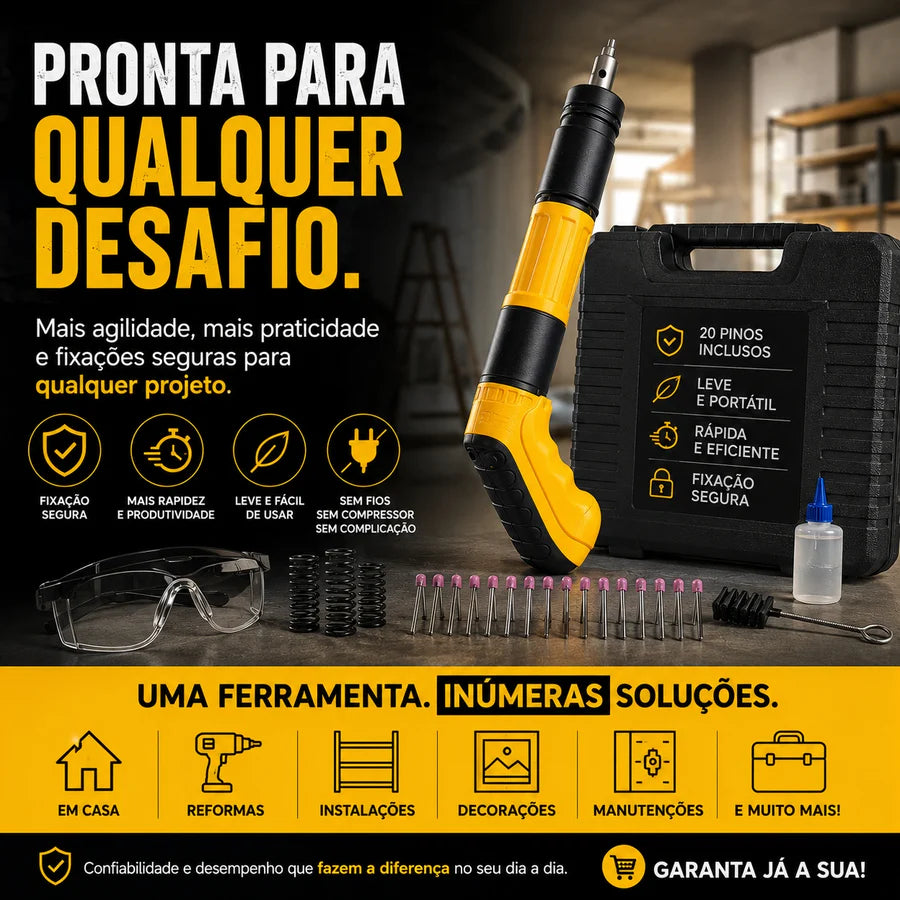 Pistola de Pregos Manual Profissional + Kit Completo com Maleta