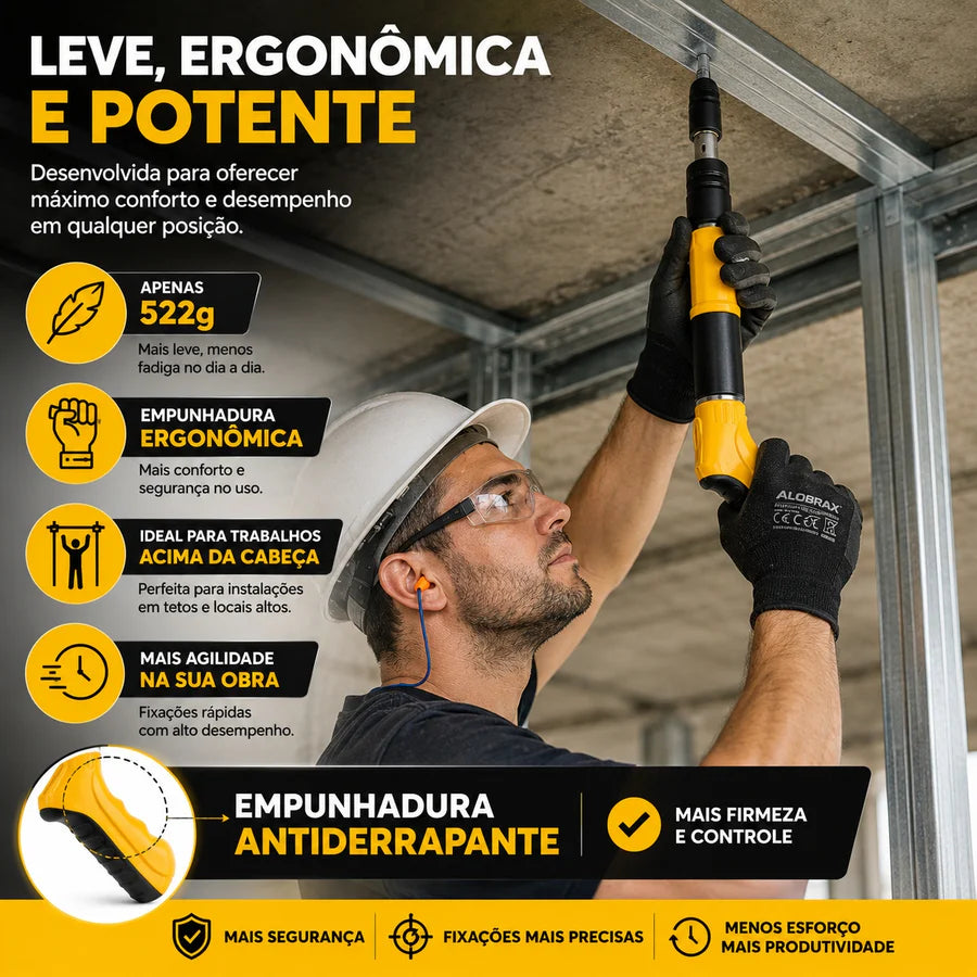 Pistola de Pregos Manual Profissional + Kit Completo com Maleta