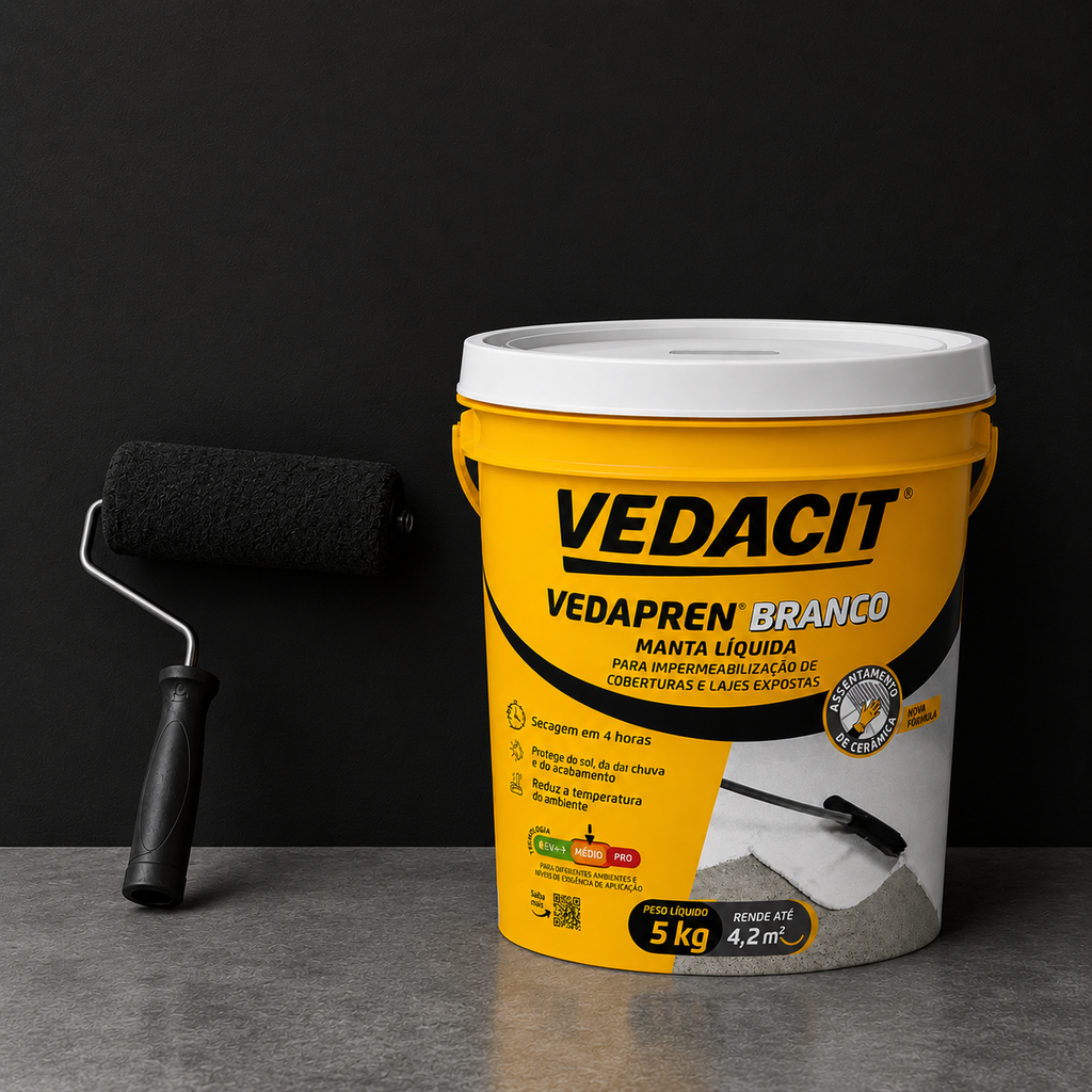 Vedacit - Borracha Líquida Impermeabilizante Flexível – Proteção Contra Infiltrações para Telhados, Lajes e Paredes