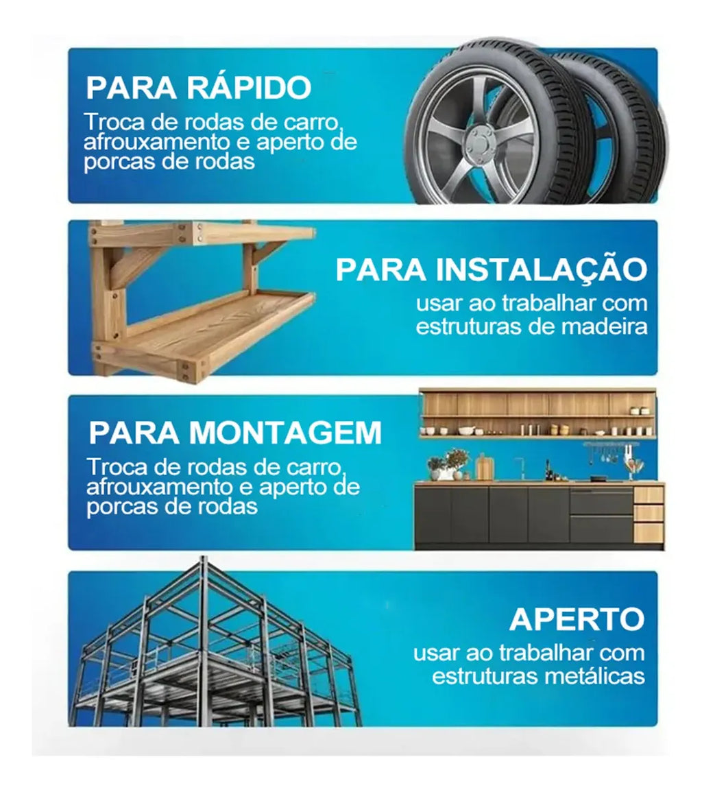 Chave de Impacto Elétrica 68v + 2 Baterias Motor Brushless - Furadeira e Parafusadeira