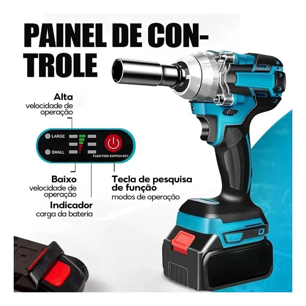Chave de Impacto Elétrica 68v + 2 Baterias Motor Brushless - Furadeira e Parafusadeira