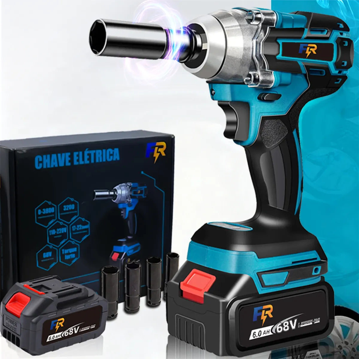 Chave de Impacto Elétrica 68v + 2 Baterias Motor Brushless - Furadeira e Parafusadeira