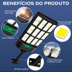 Luminária LED Solar Potência 900W + Sensor de Presença e Controle Remoto - Compre 1 Leve 2