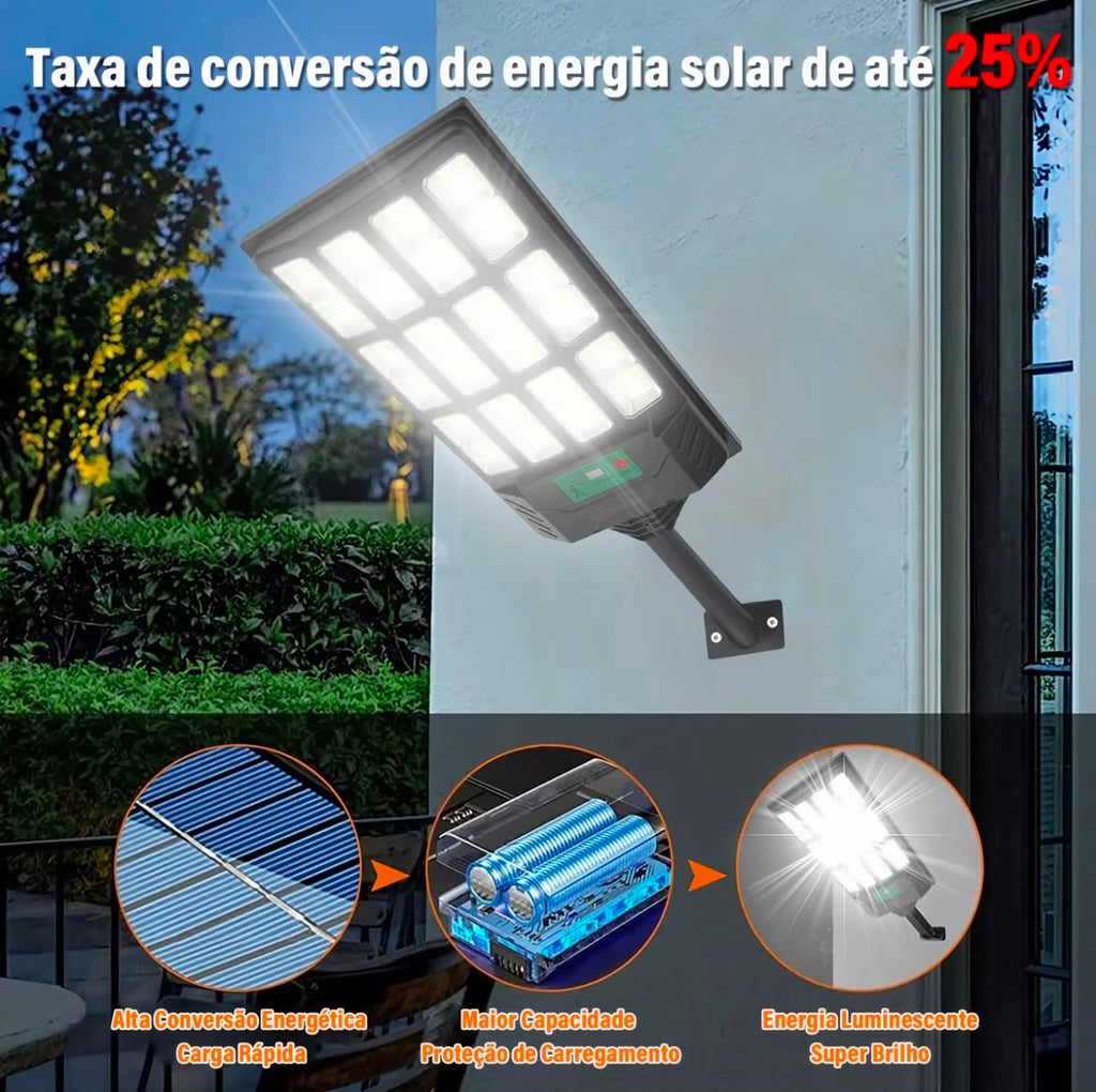 Luminária LED Solar Potência 900W + Sensor de Presença e Controle Remoto - Compre 1 Leve 2