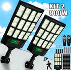 Luminária LED Solar Potência 900W + Sensor de Presença e Controle Remoto - Compre 1 Leve 2