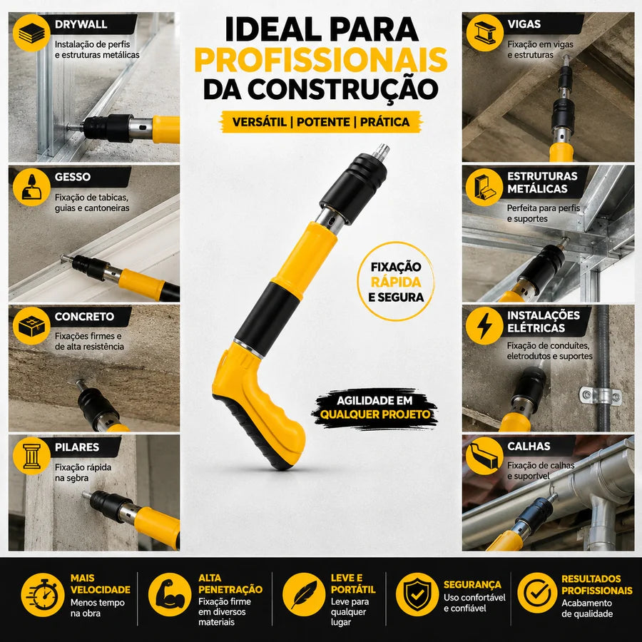 Pistola de Pregos Manual Profissional + Kit Completo com Maleta