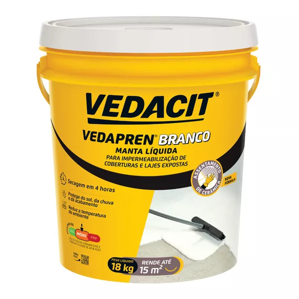 Vedacit - Borracha Líquida Impermeabilizante Flexível – Proteção Contra Infiltrações para Telhados, Lajes e Paredes